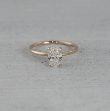1.50 Ct Oval Natural Moissanite Solitaire Engagement Ring 14K Rose Gold Plated