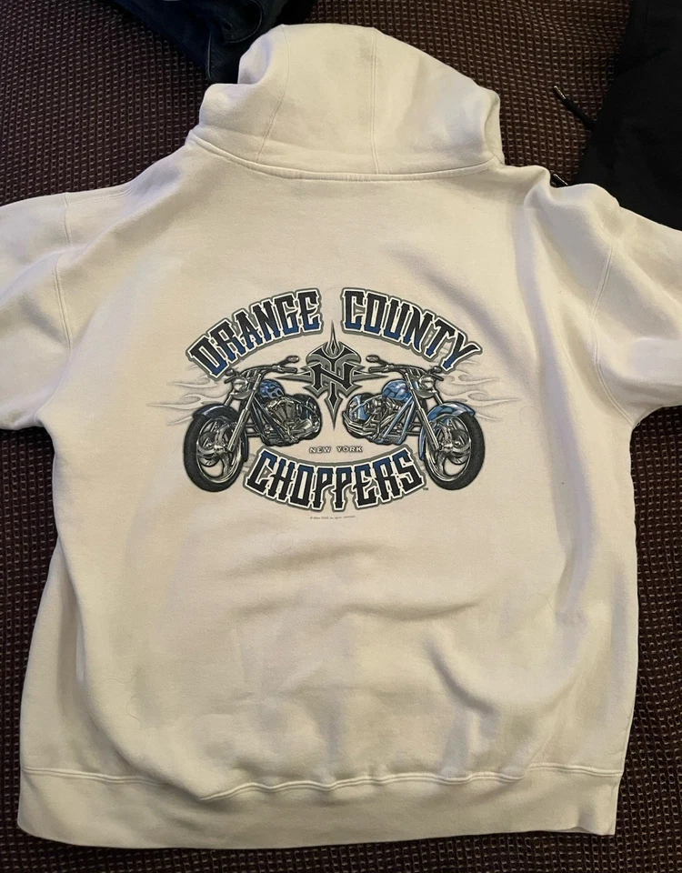 Sudadera con Capucha Orange County Choppers 2003 De Colección L Y2K Motociclista Grunge Fuego Mangas Llama Foto 4 de 4