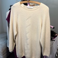 St Michael By Marks  Spencer Cream Ribbed Cable-Detail Women's Sweater Jumper