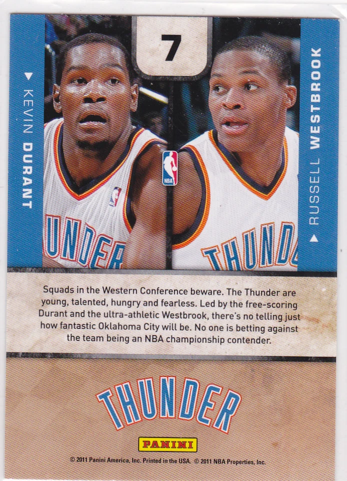 KEVIN DURANT & RUSSELL WESTBROOK Oklahoma City Thunder Card CONTENDER PATCHES - Image 2 of 2