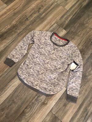 Cuddl Duds Grey White Long Sleeve Shirt 