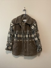 Sophisticated Country Mulberry Street Jacket Petite Small Brown Fleece Aztec