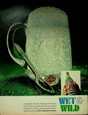 1967 -  7 up Soft Drink - Vintage Print Ad - Wet & Wild Cold Mug - Wall Art