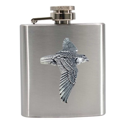 B1 Falke Zinn auf einem kompakten 3oz Edelstahl Flachmann unverlierbar Top