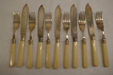 Fischbesteck EPNS versilbert 5 Messer 6 Gabeln Jugendstil ?