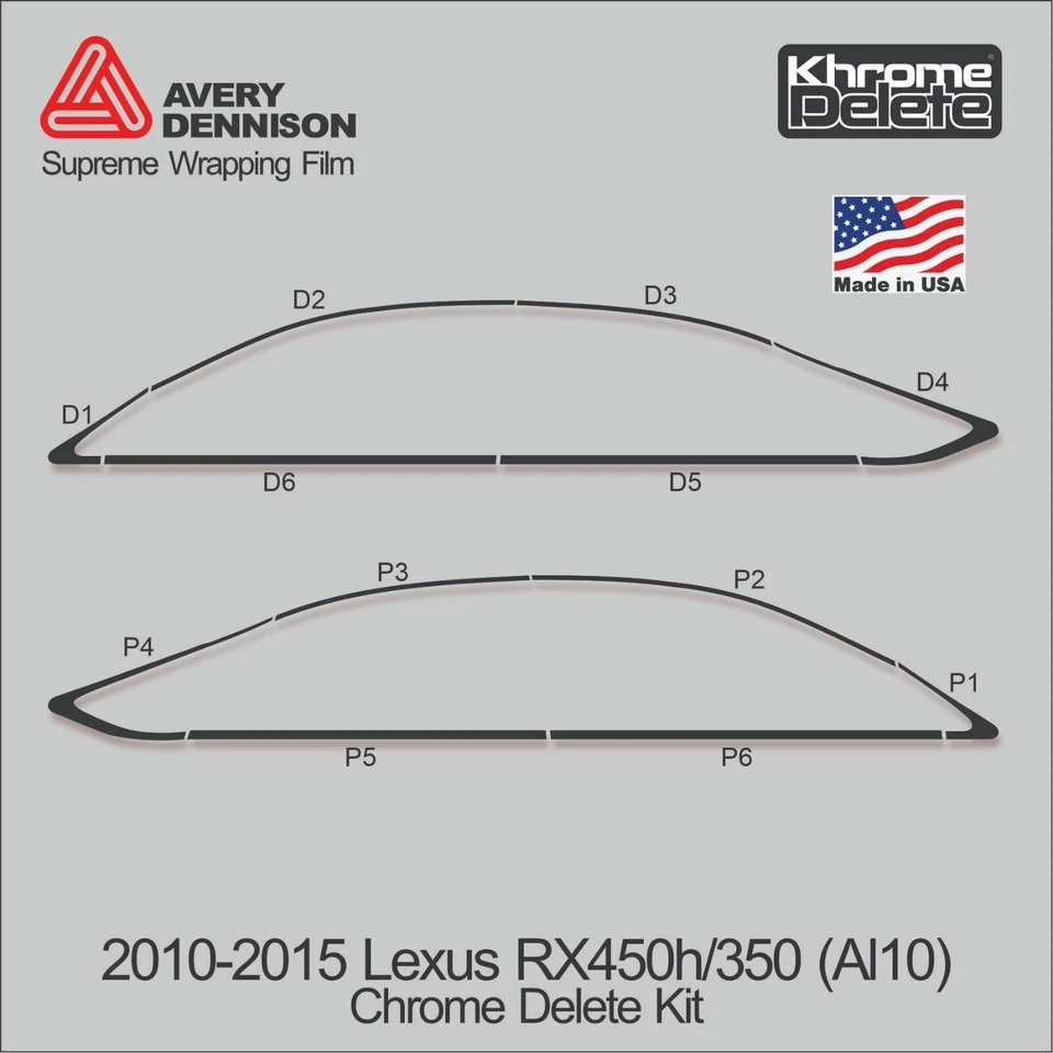 Виниловая пленка для удаления хрома для Lexus RX450h/RX350 (AI10) 2010-2015 годов выпуска глянцевая черная - Изображение 2 из 4