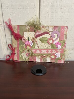 2006 OOAK Handmade Our Family Love Pink Floral  Mixed Media Art Collage Book