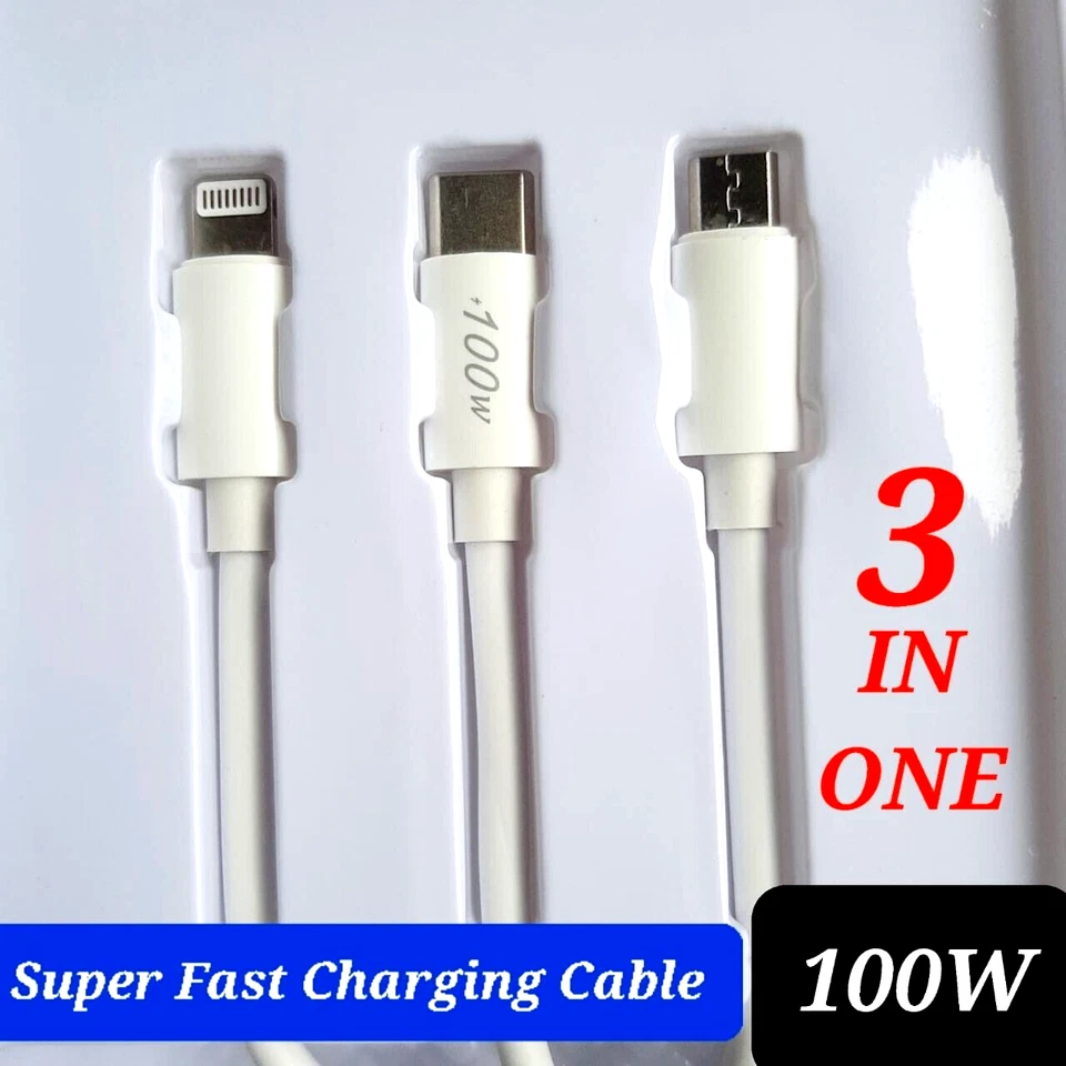3 in 1 Fast Charging USB Cable Cord Multi Function Universal Type C iphone Micro - Image 3 of 4