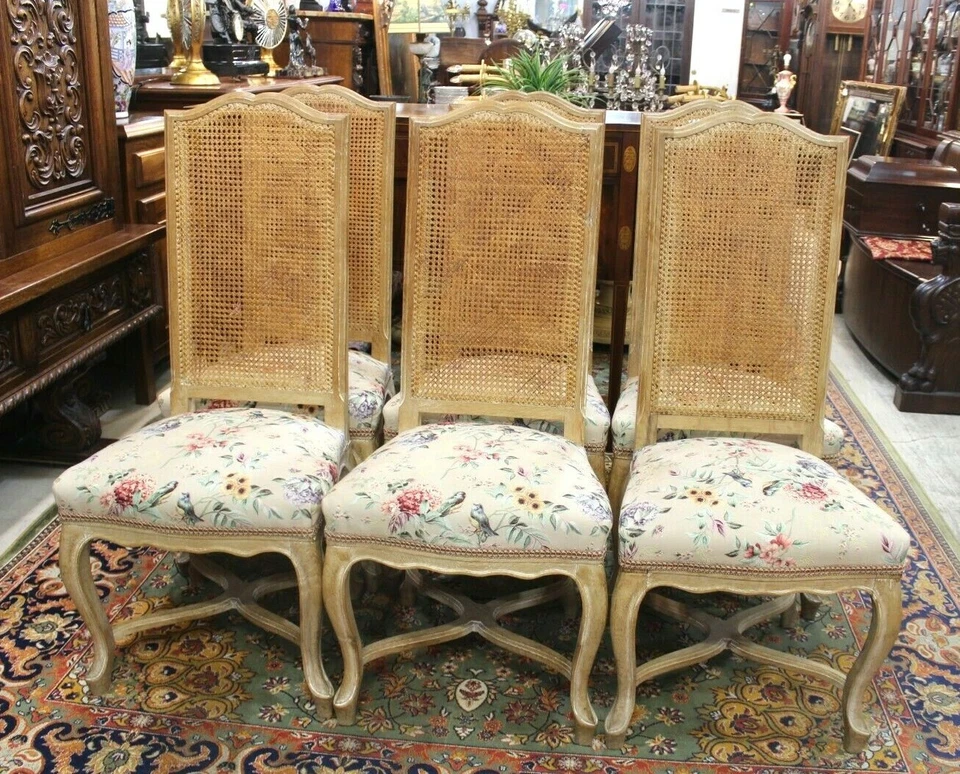 6 件套法国路易十五橡木餐椅 | 拉背带全新内饰座椅 — 第 2/4 张图片