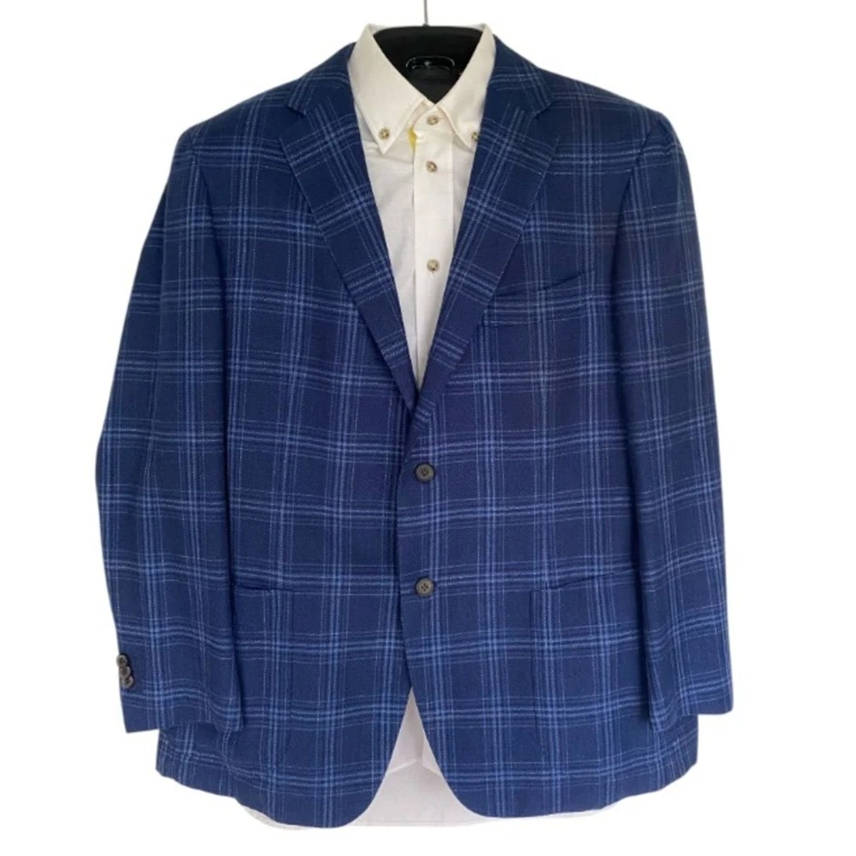 Fratelli Tallia Di Delfino SuitSupply Wool Silk Linen Blue 46S Havana - Image 2 of 4