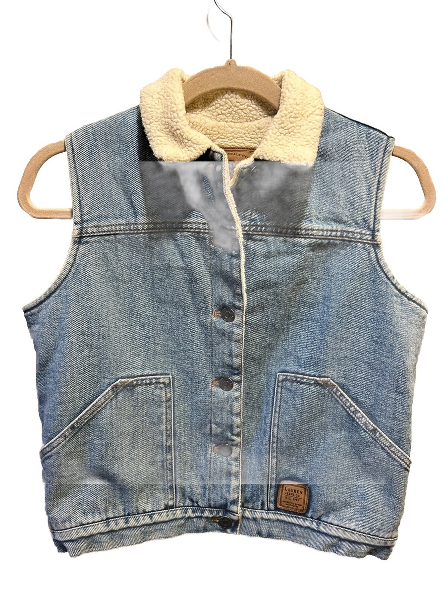 Women’s Vintage Ralph Lauren Denim Vest Sherpa Lined Size P/S
