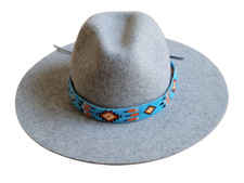 Western Seed Beaded Hat Band Fit Cowboy Hatband Blue Multi Color Hat Band