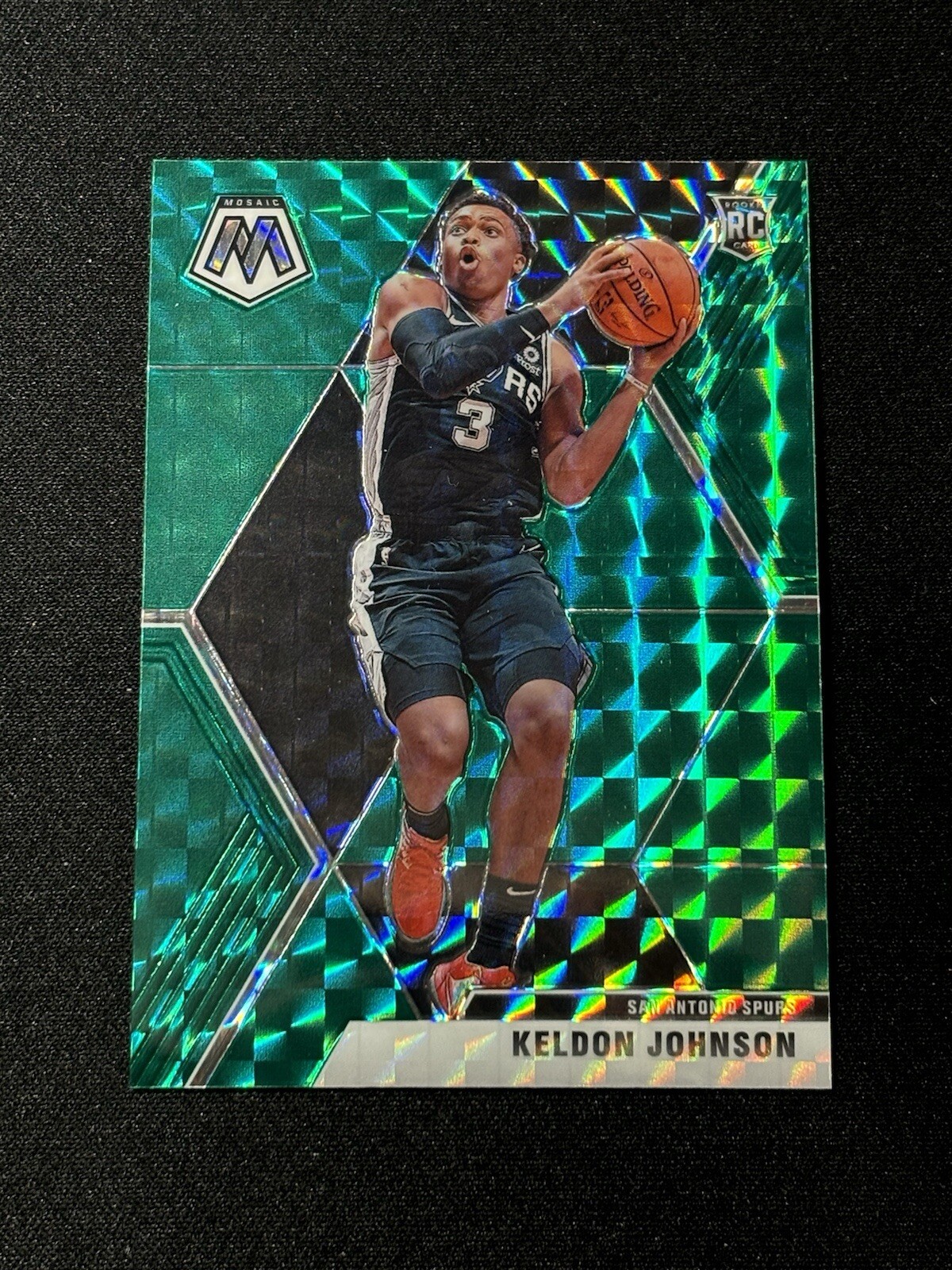 2019-20 Panini Mosaic Keldon Johnson Green Prizm SP #238 Spurs Rookie RC
