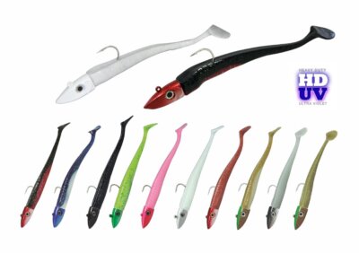 Dieter Eisele Twitcher + Hogy Paddel HDUV von 100g - 185g, Sandaal Gummifisch