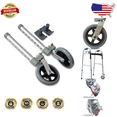 Lightweight 5-Inch Swivel Wheels with Ski Glides for Enhanced Walker Control