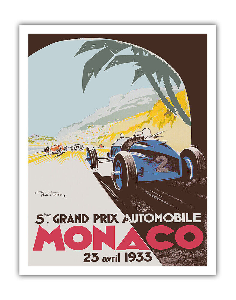 5th Grand Prix Monaco 1933 - Formula One Auto Racing - Vintage Race Car  Poster