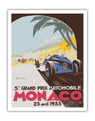 5th Grand Prix Monaco 1933 - Formula One Auto Racing - Vintage Race Car Poster