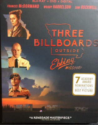 THREE BILLBOARDS OUTSIDE EBBING MISSOURI ~ BluRay ~ SEALED!!!* w/slipcase