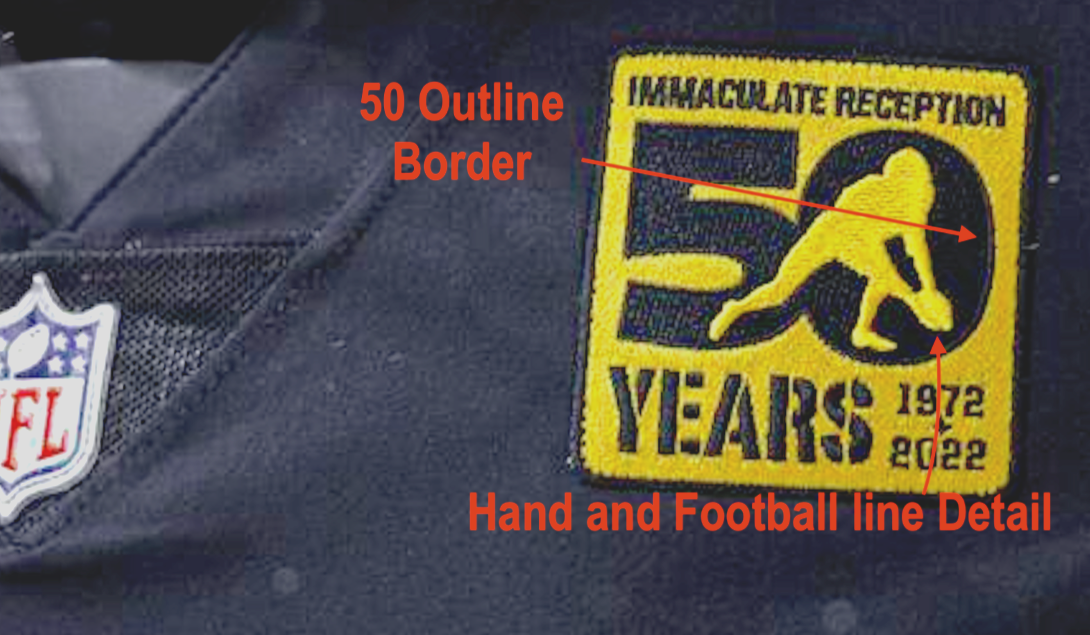 Patch Pittsburgh Steelers - Franco Harris Immaculate Reception 50 Years - Fabriqué Texas