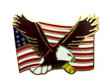 Eagle & USA American Flag Flying Hat or Lapel Pin H15705 F5D23V