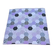 Urban Habitat Kids Purple Blk Patchwork Quilt Cotton Hexagon Pattern  86.5"x86"
