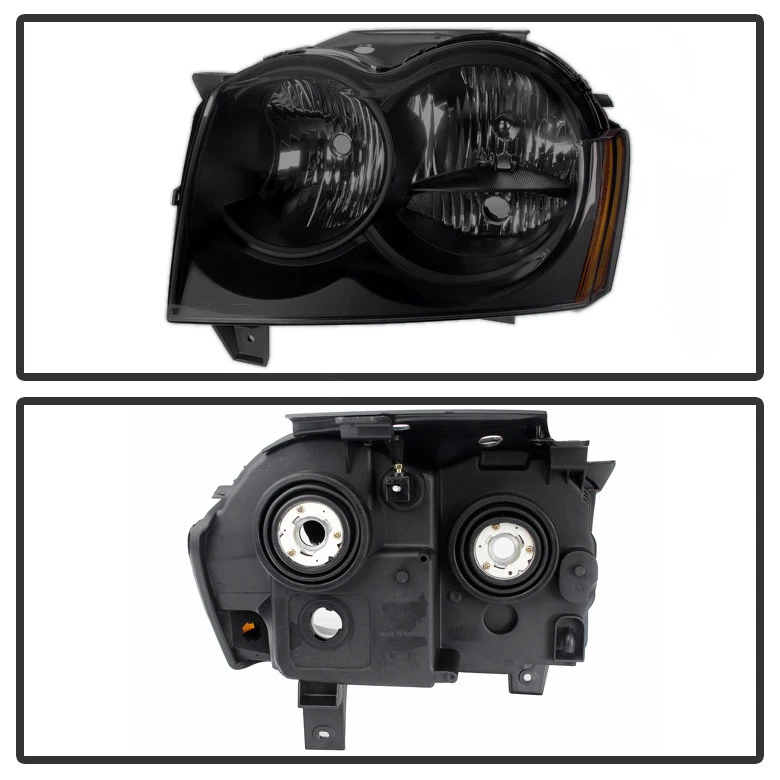 Faros delanteros izquierda+derecha negros ahumados para Jeep Grand Cherokee 2005 2006 2007 Foto 3 de 4