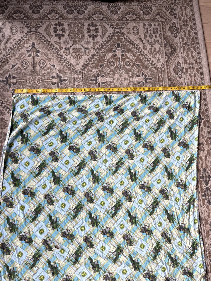 Cobertor infantil de lã John Deere 40 x 40 trator veado equipamento agrícola vintage - Imagem 3 de 4