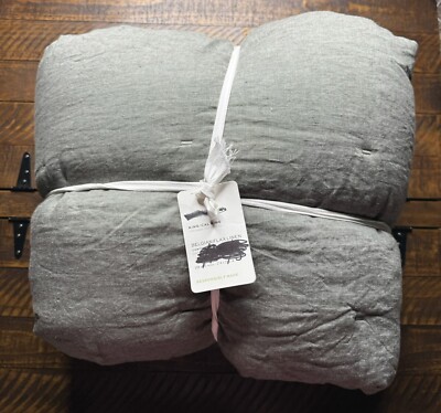 Pottery Barn Belgian Flax Linen Tufted King/Cal King- Dark Green New!