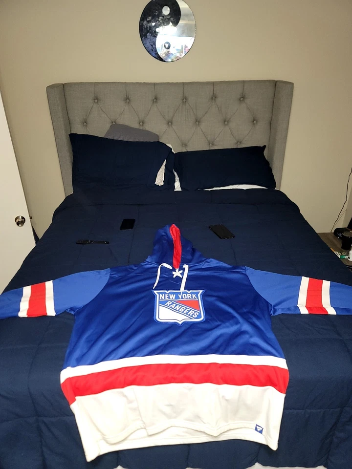 New NHL New York Rangers jersey style cotton hoodie men 3XL - Image 2 of 4