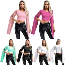 Womens Tank Vest Party Crop Top V Neck Dance Tops Modern Costume Stage Shirts