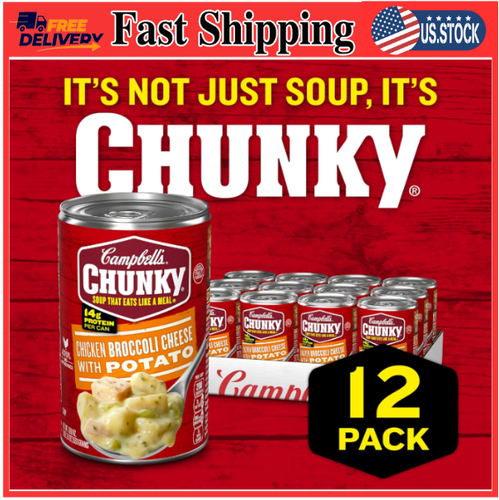 Campbell's Chunky Soup Chicken Broccoli Cheese Soup 18.8 Oz Can (pack of 12)