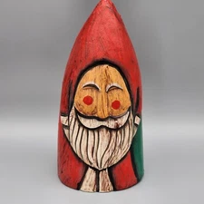 FOLK ART SAINT NICHOLAS PRIMITIVE WOOD SANTA CLAUS HOLIDAY DECOR HAND PAINTED