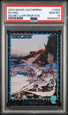MtG Brain Dead Lands Island #1653 Secret Lair FOIL 2024 PSA MtG Brain Dead Lands Island #1653 Secret Lair FOIL 2024 PSA