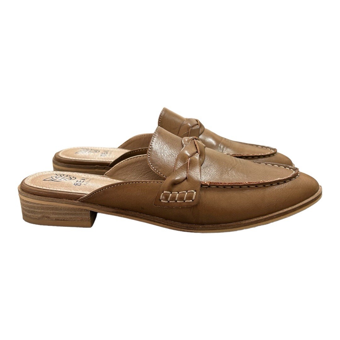 Beast Women's Jordan Tan Leather Knotted Twist Mules Shoes Sz7 thumbnail 2