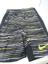 NIKE DRI-FIT Large L Boys Shorts Black Striped Drawstring Waist