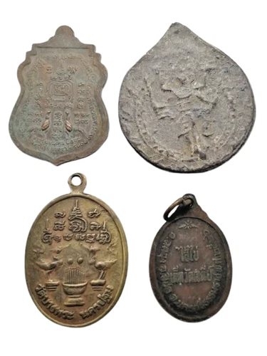 4pcs Thai Amulet Buddha COIN Sacred OLD Rare ANTIQUE Collectible MAGIC Thailand - Picture 2 of 10