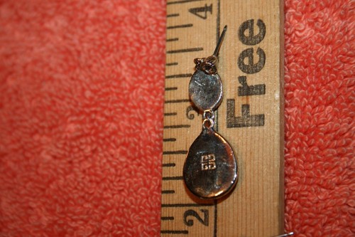 Vintage Ohrringe gemarkt Punze Logo silberfarben & Kristall Ohrhänger - Bild 3 von 4