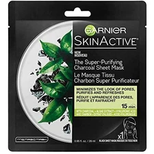 12 Garnier SkinActive Super Purifying Charcoal Sheet Mask,