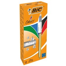 Penna a Sfera a Scatto 4 Colours Shine Bic - 1 mm - 982878 (Oro Conf. 12)