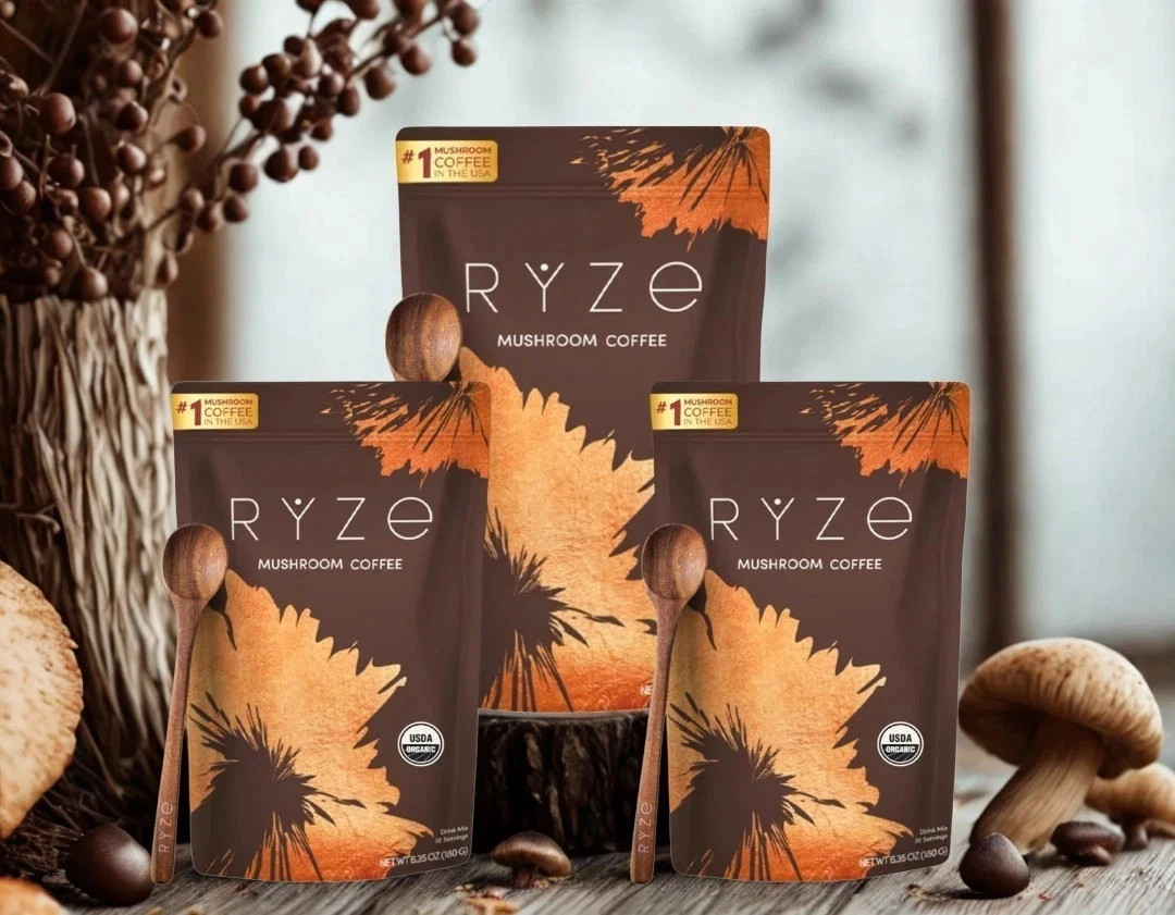 RYZE Mushroom Coffee w/MCT Oil: Premium Blend, Rich Flavor & Added Nutrition