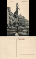 Postcard Augsburg Mercury Fountain Street View 1910