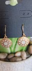 Dainty Goldtone Floral Sunburst Pearlescent Inlay Medallion Fashion Earrings — photo 1
