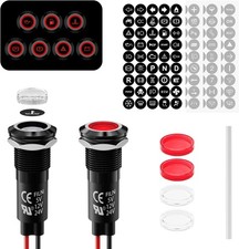 LED Metal Indicator Lights 12mm Mounting Holes IP67 Waterproof 12V 24V Red LED