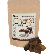 Sayan Siberian Pure Raw Chaga Mushroom Chunks with Black Top Crust 4 Oz / 113...