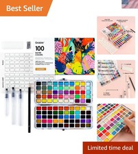 Comprehensive 100 Colors Watercolor Set - Carrying Case  Accessories Included
