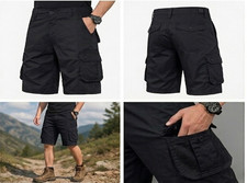 Men's Tactical Cargo Shorts Black Multi Pocket Outdoor Hiking Casual Work Shorts