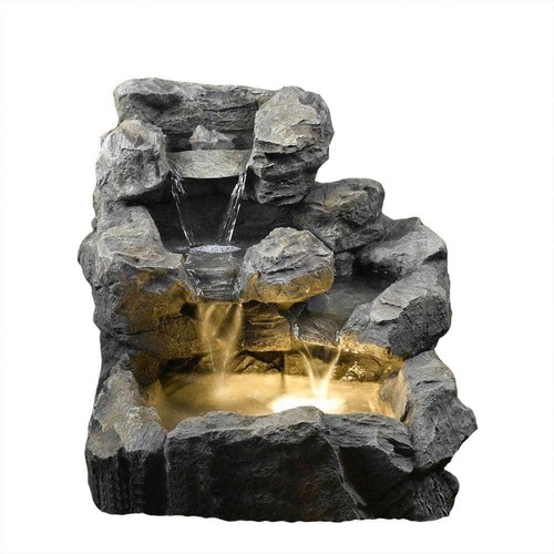 Jeco Rock Creek Cascading Outdoor/Indoor Fountain with with Beige Illumination - Picture 1 of 2