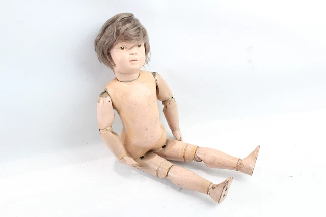 12 Antique Schoenhut Art Doll Wooden Spring Jointed Poseable w/ Caved Features