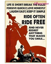 Life Is Short Never Regret Anything That Makes You Smile Biking Poster Wall A...