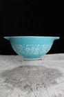 Vintage Pyrex Glass AMISH BUTTERPRINT Turquoise #444 Cinderella 4 Qt Mixing Bowl